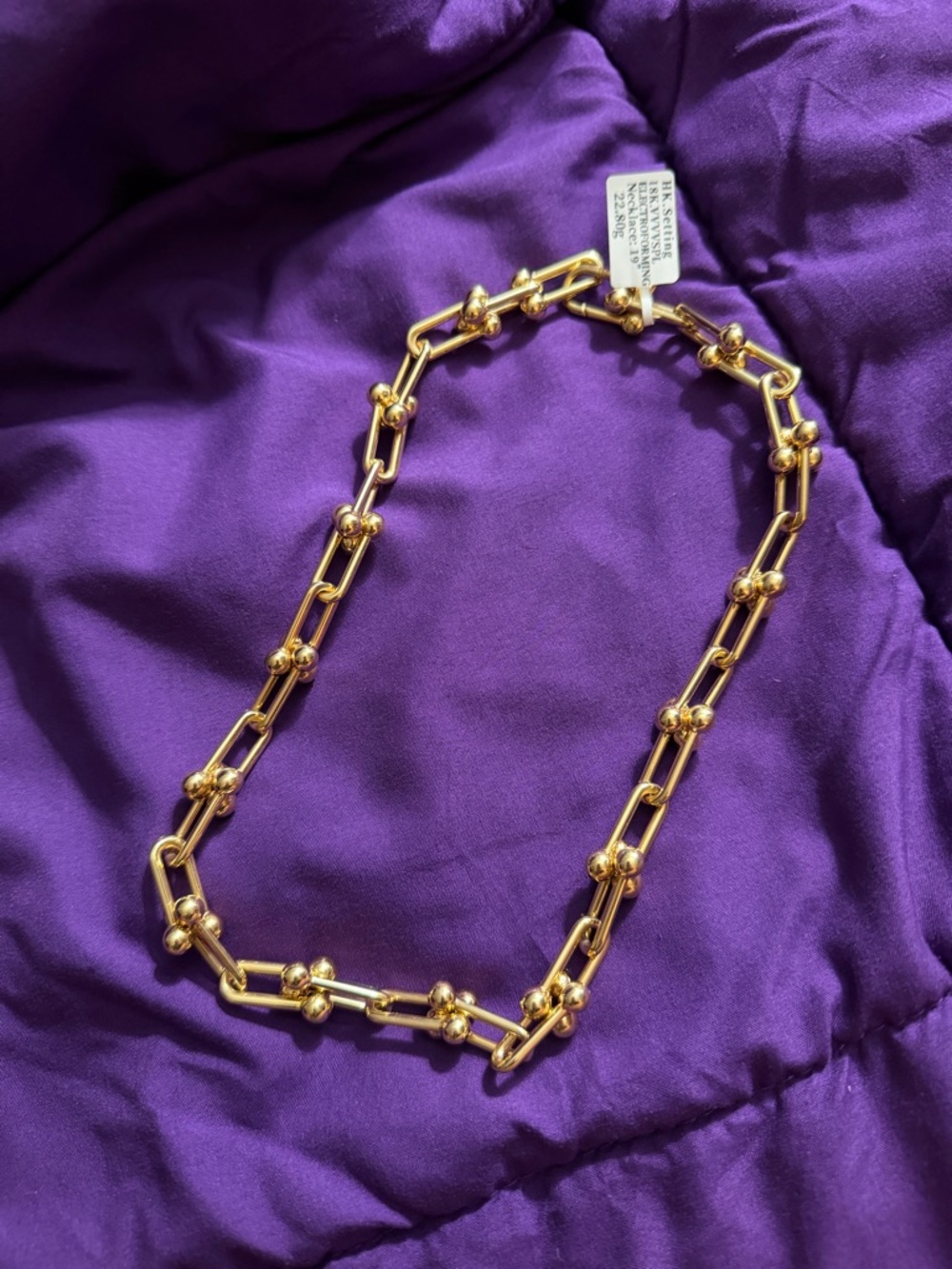 18k SOLID GOLD hardware style necklace - Picture 2 of 5